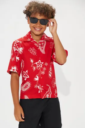 Mini Gary Paisley Shirt - Red