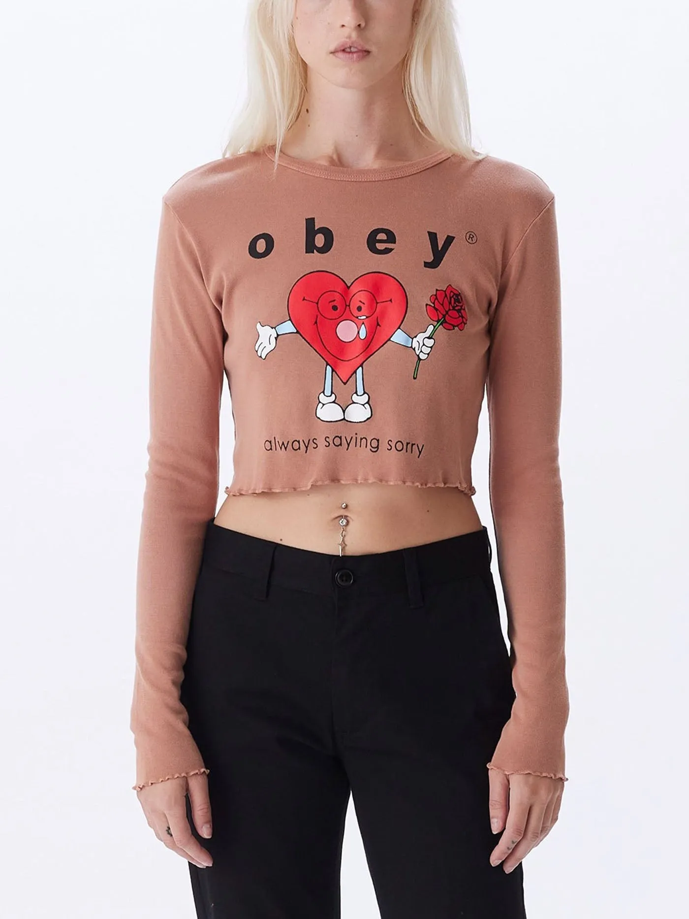 Obey Always Saying Sorry Crop Long Sleeve T-Shirt