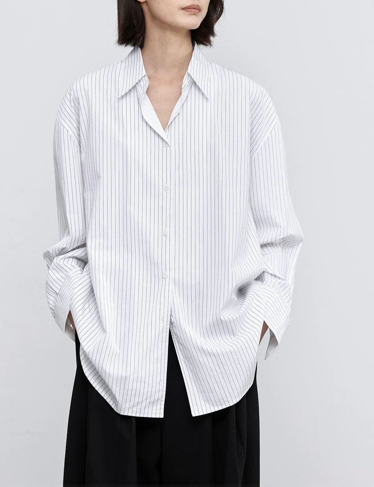 Oversized Grey Pin-Stripe Shirt