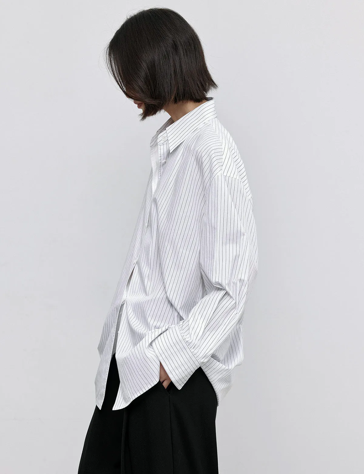 Oversized Grey Pin-Stripe Shirt