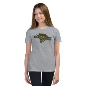 Red Eared Slider Youth Short Sleeve T-Shirt, Cute Turtle Tee