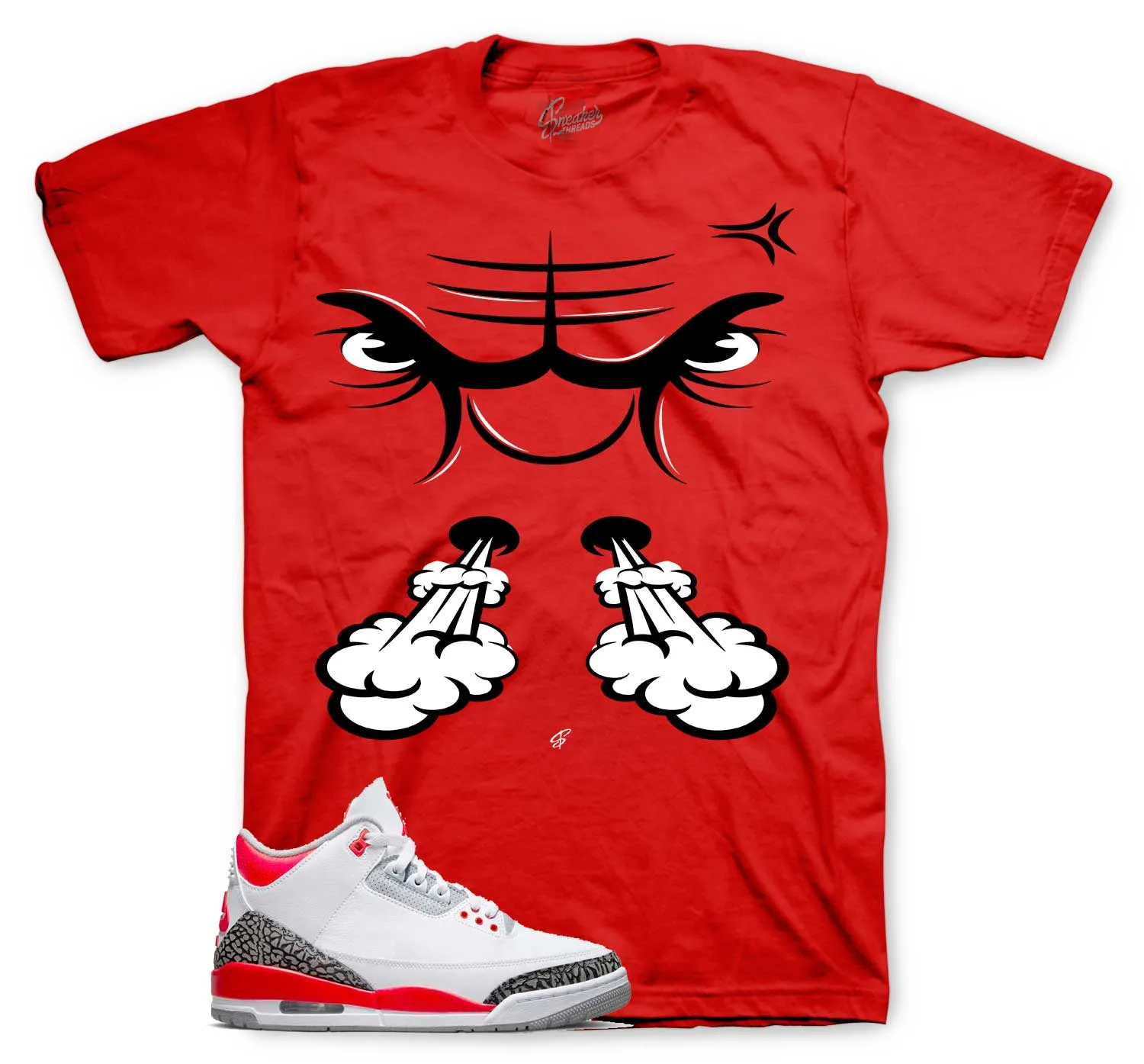 Retro 3 Fire Red Raging Face Shirt