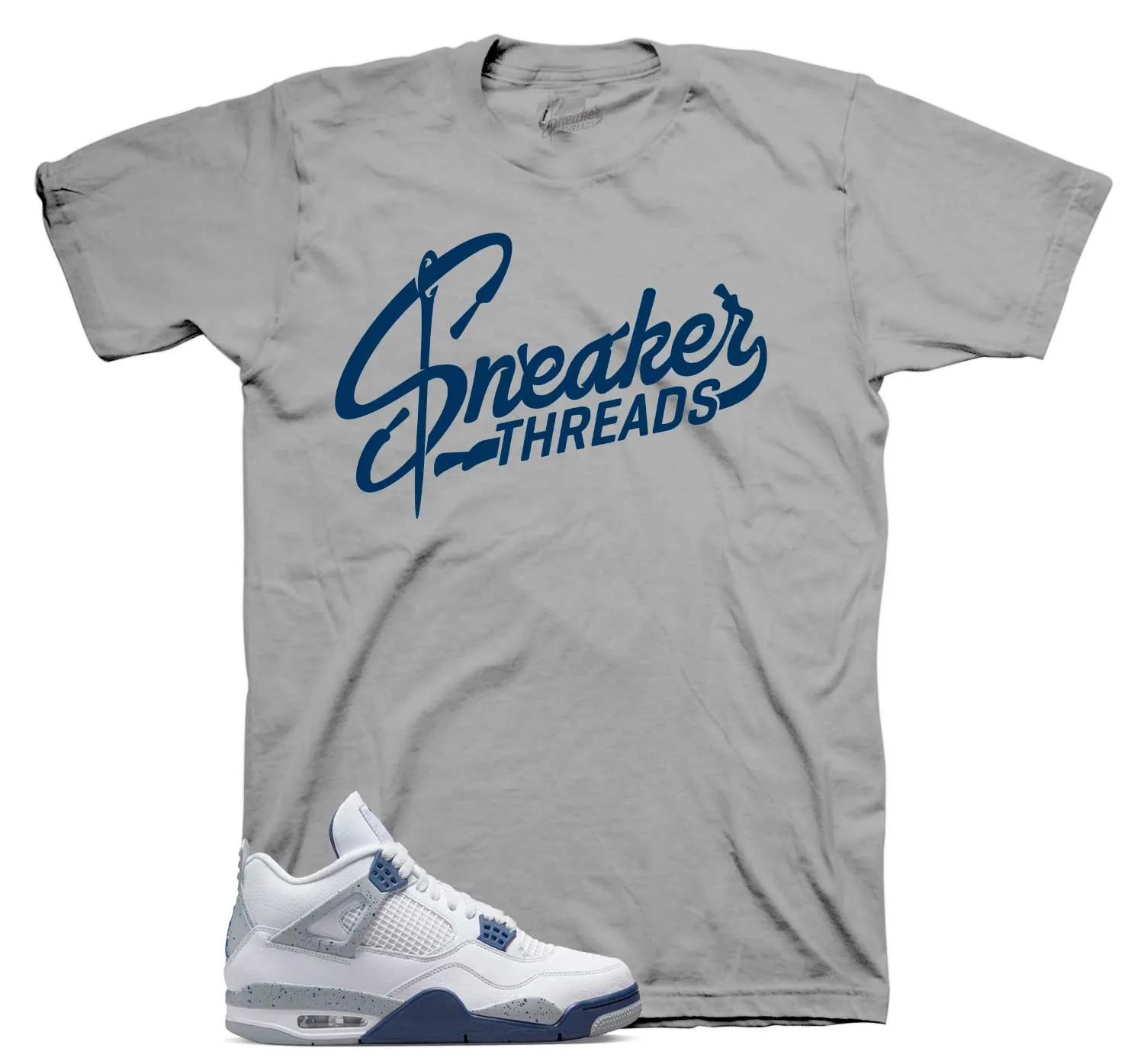 Retro 4 Midngiht Navy Shirt - ST Logo - Grey