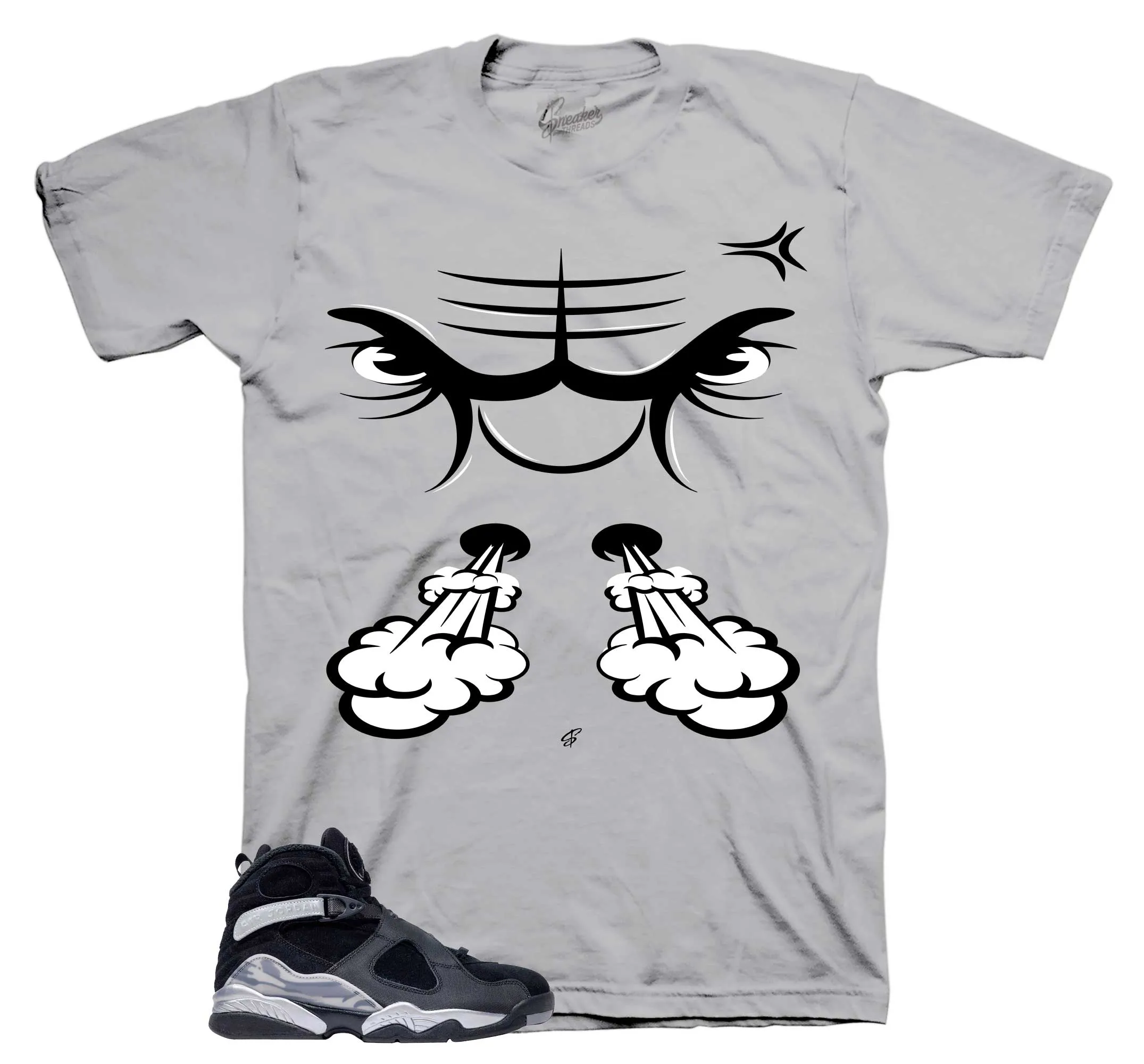 Retro 8 Gunsmoke Shirt - Raging Face - Silver