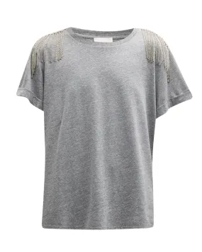 Rhinestone Fringe Bree Tee (Heather Grey)