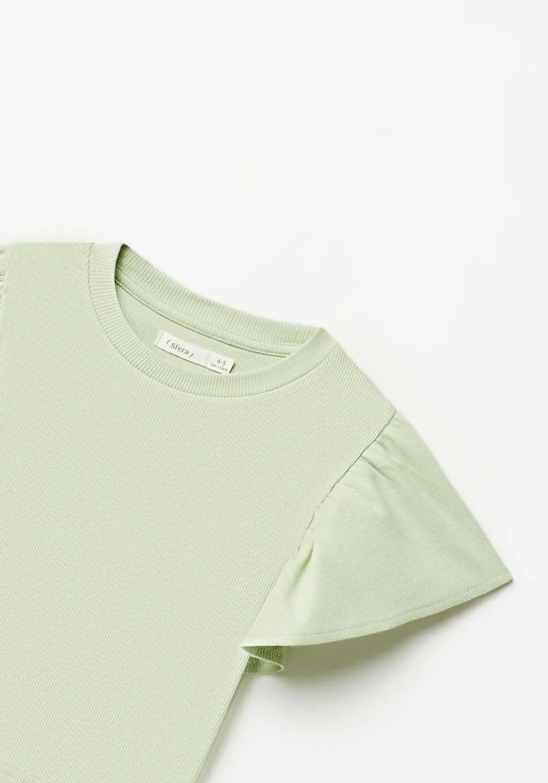 Rib Ruffle T-Shirt - Green