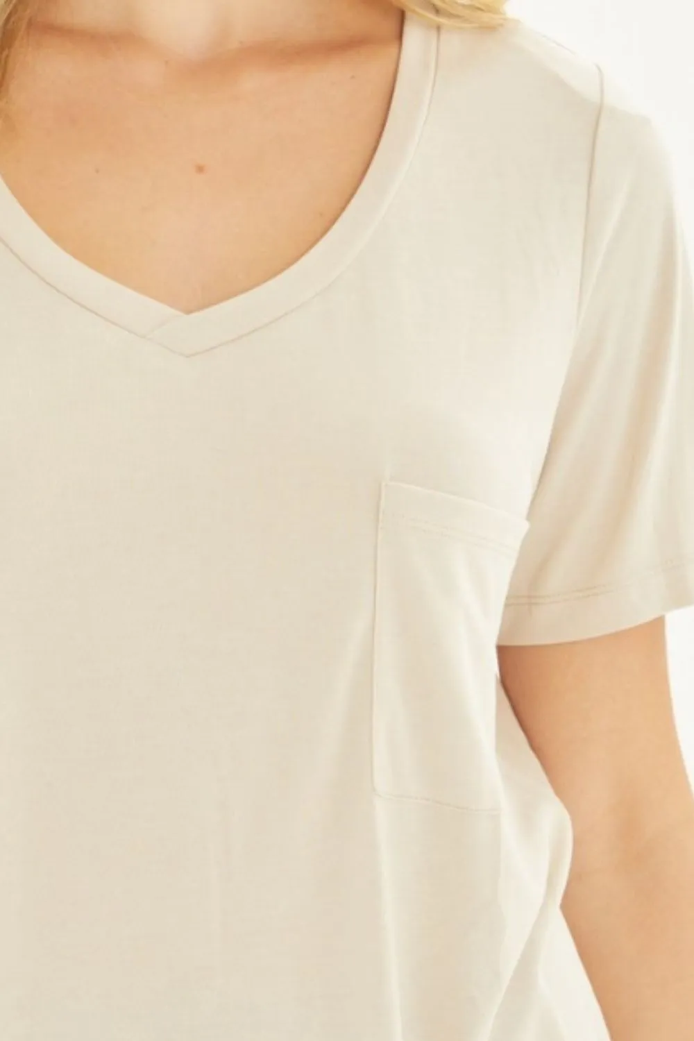 Sand V-Neck Short Sleeve T-Shirt