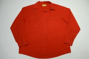 Sears Fire Engine Red Vintage 60's Button Up Flannel Pocket Shirt