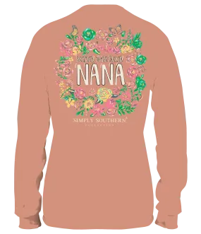 Simply Southern 100% Cotton Long Sleeve T-Shirt - 'Blessed to be Called Nana' with Floral Design