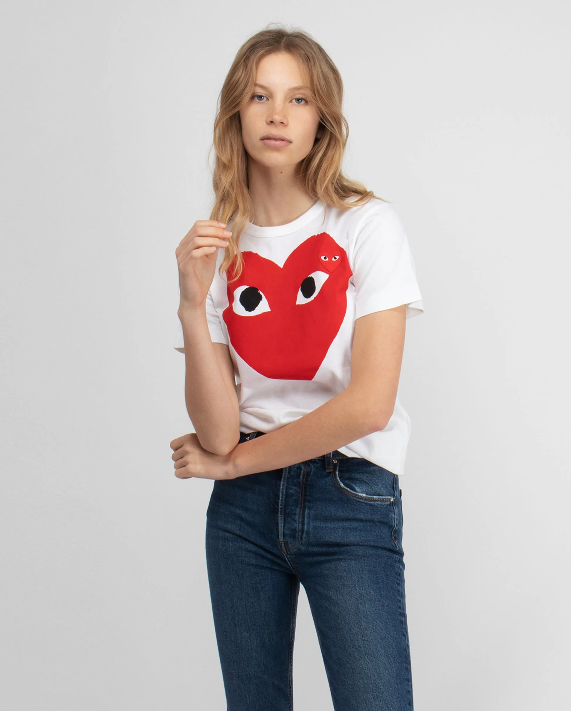 T025 CLASSIC BIG HEART PRINT T-SHIRT / WHITE