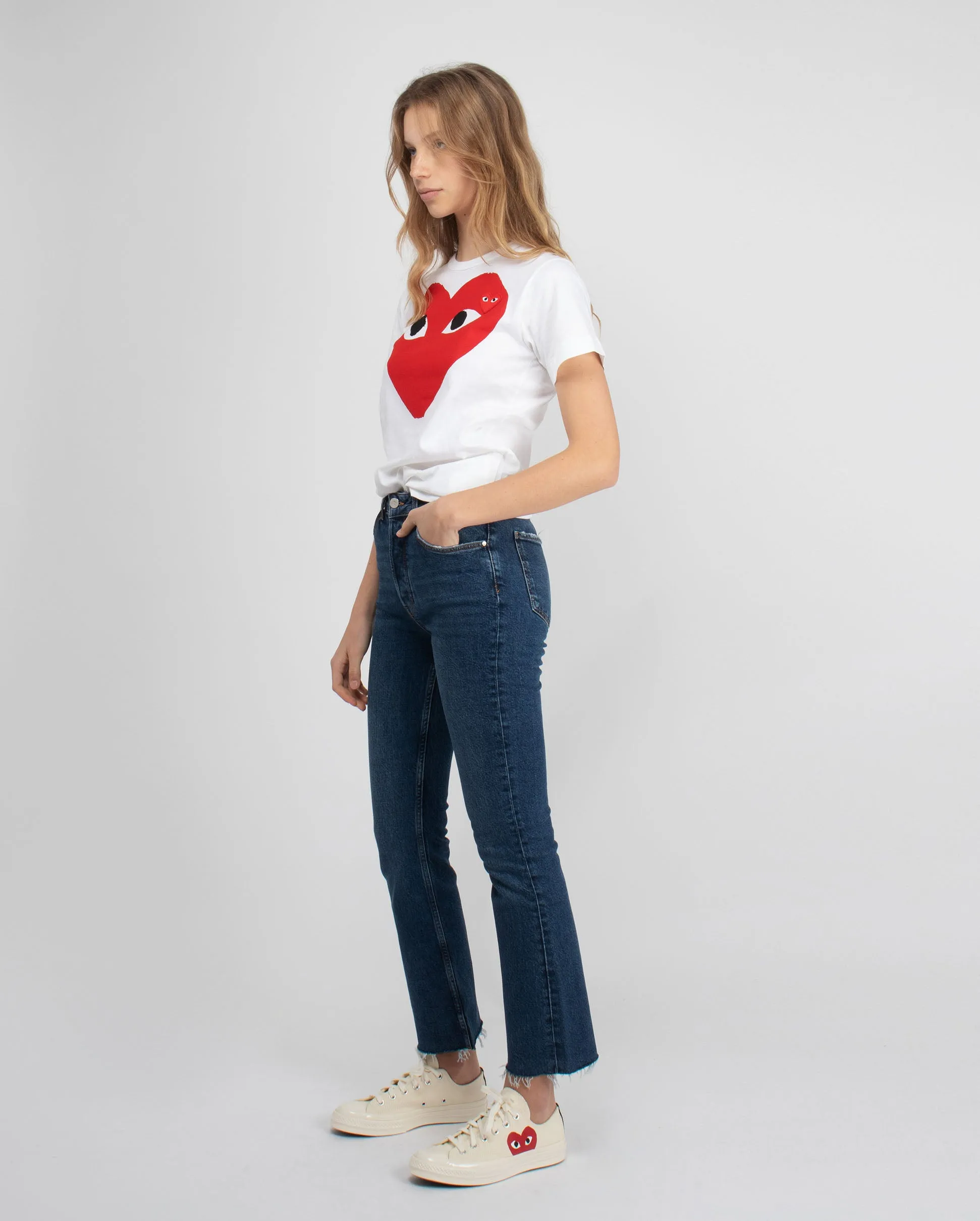 T025 CLASSIC BIG HEART PRINT T-SHIRT / WHITE