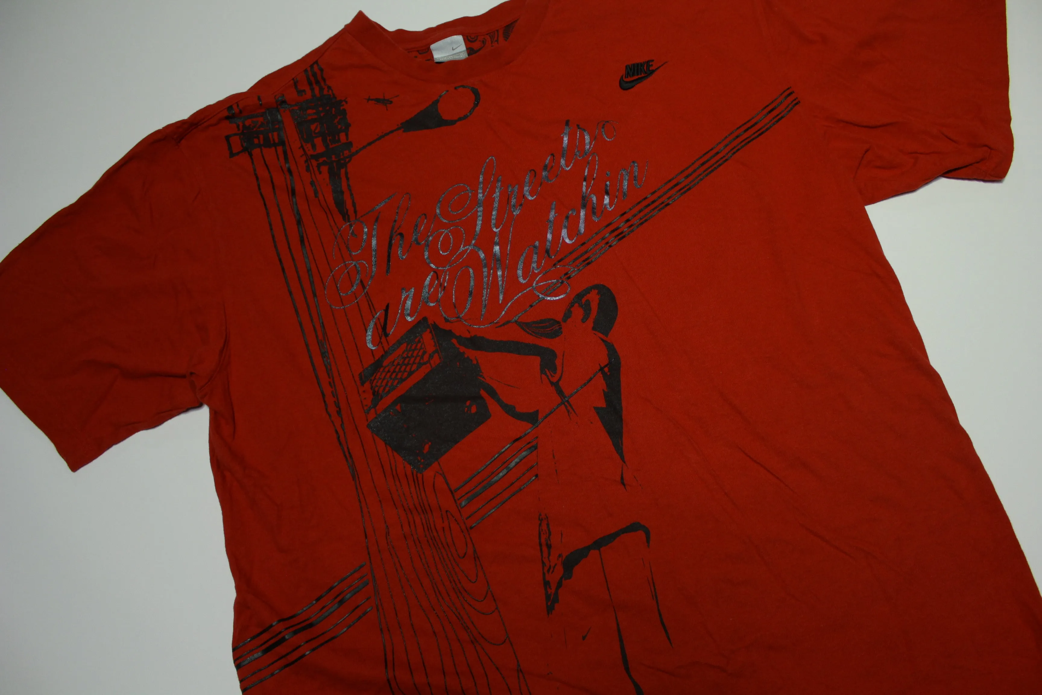 The Streets Are Watchin Air Jordan Street Ball Y2K Nike Embroidered Swoosh T-Shirt