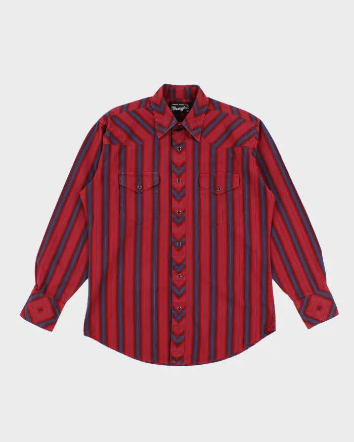 Vintage Men's Red Striped Wrangler Western Shirt - M