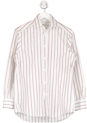 WNU Cream / Red The Boyfriend Weave Pinstripe shirt UK 10