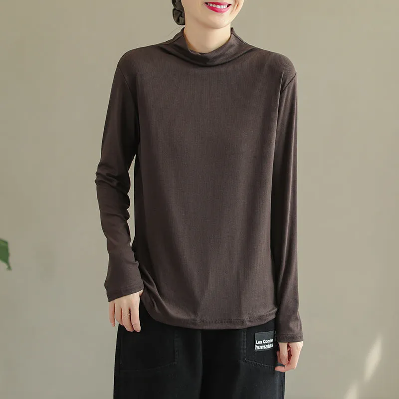 Women Autumn Solid Cotton T-Shirt