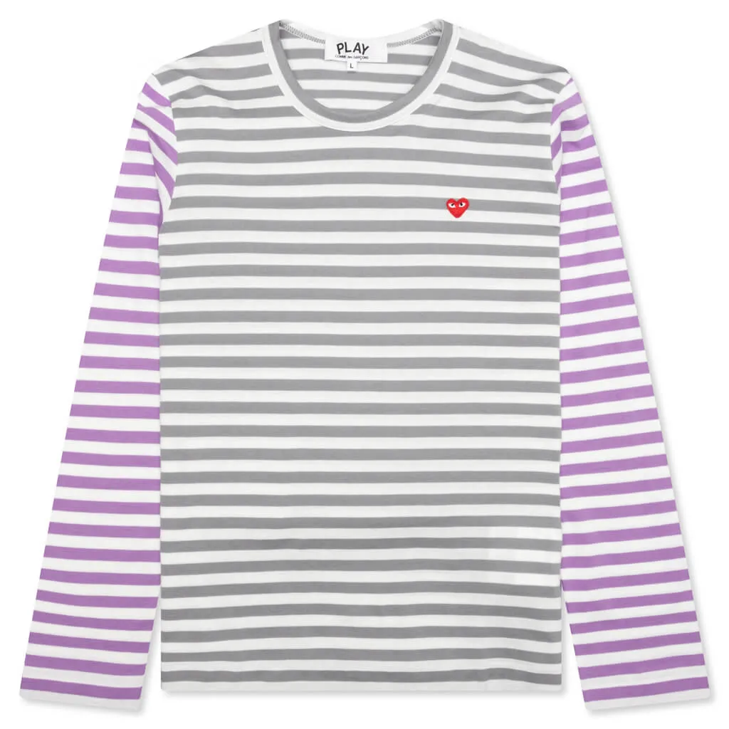 Women's Bi-Color Stripe T-Shirt - Grey/Purple