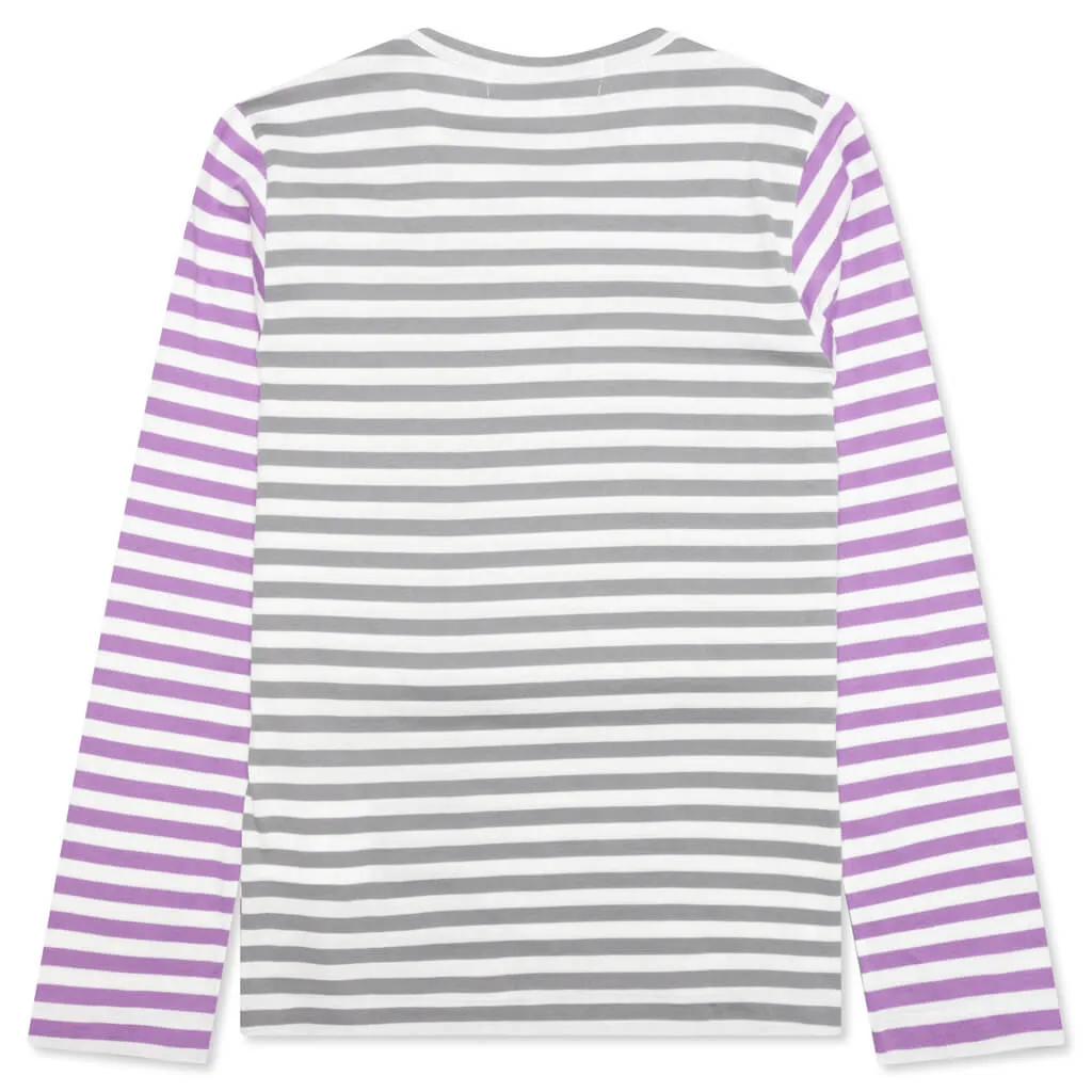 Women's Bi-Color Stripe T-Shirt - Grey/Purple