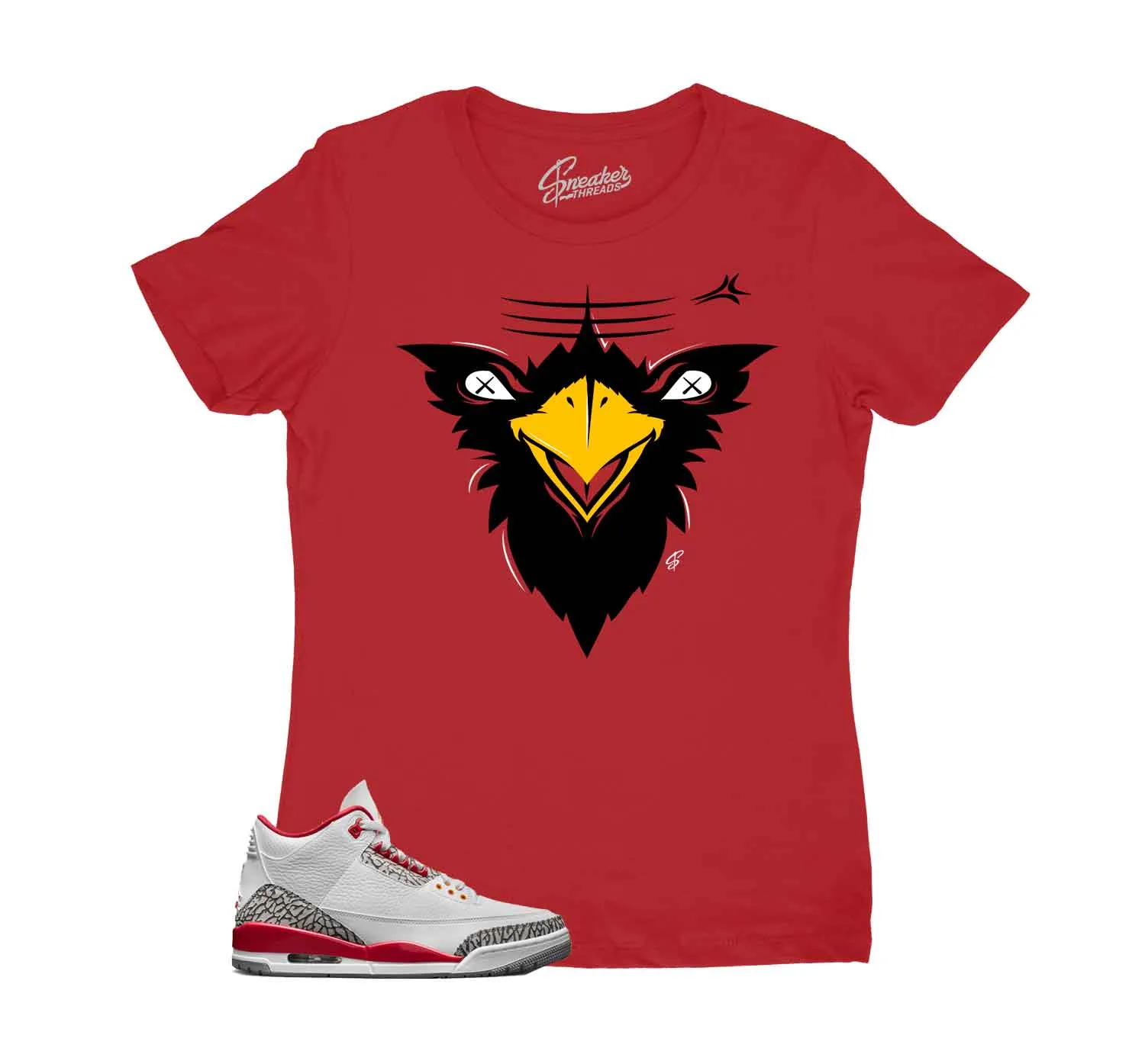 Womens Cardinal Red 3 Shirt - Fly Face - Cardinal Red