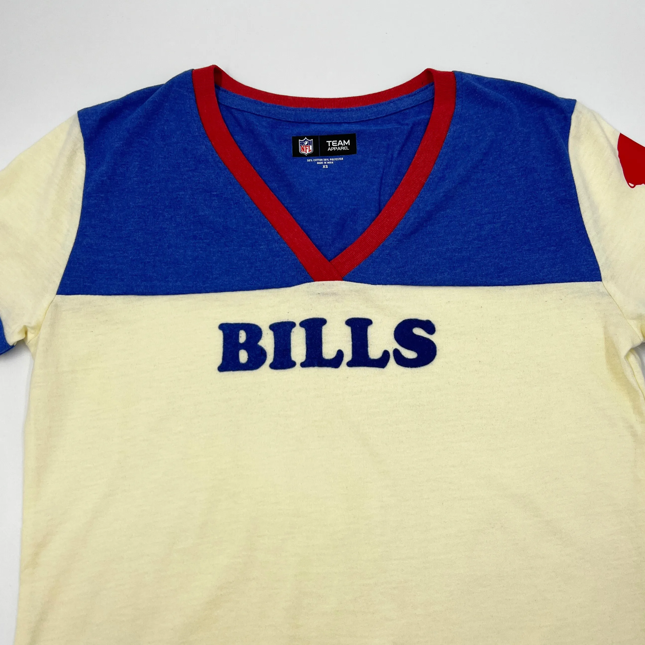 Women's New Era Buffalo Bills Blue & Cream Vintage V-Neck T-Shirt