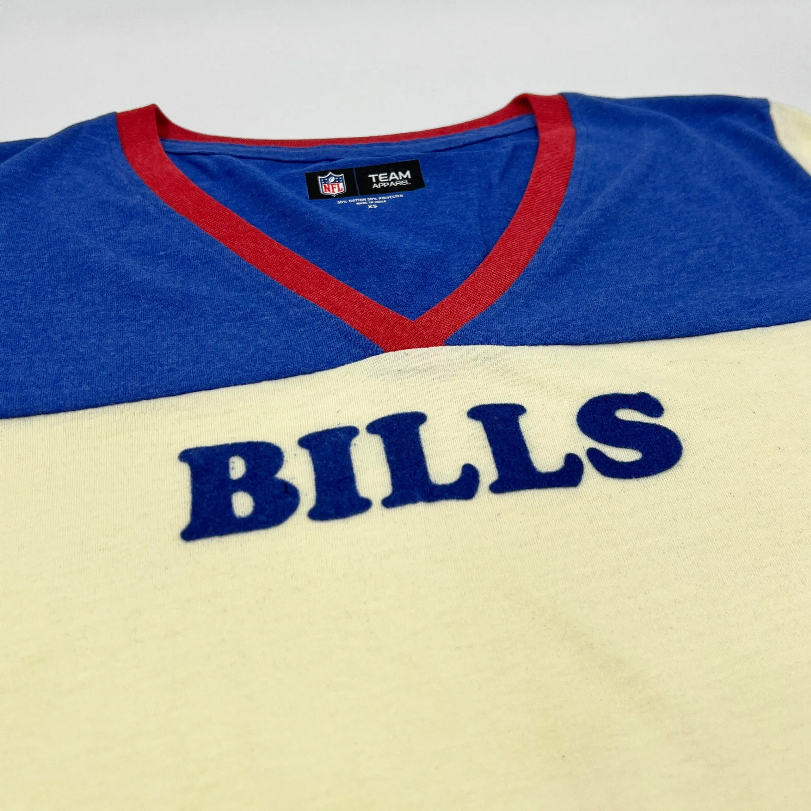 Women's New Era Buffalo Bills Blue & Cream Vintage V-Neck T-Shirt