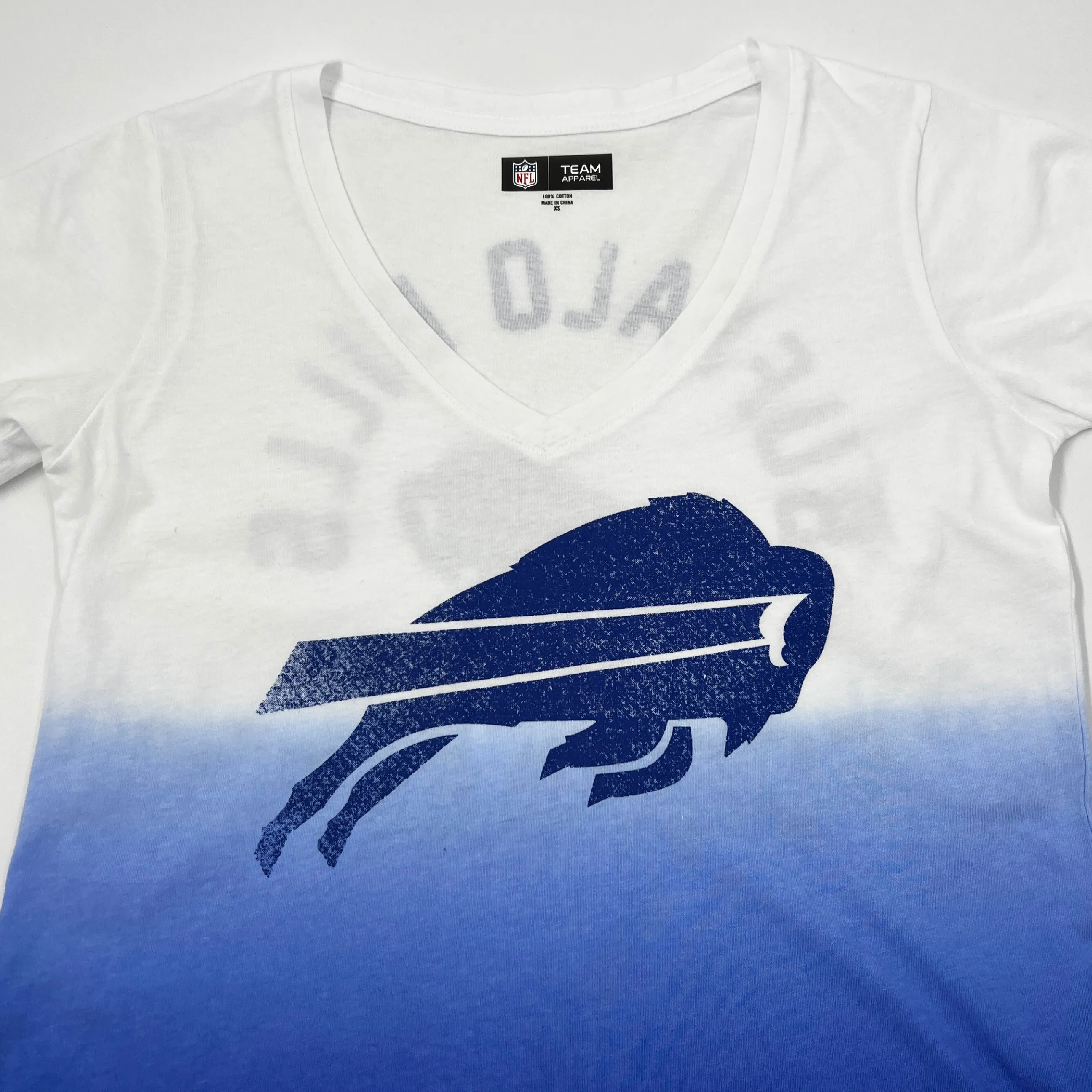 Women's New Era Buffalo Bills White & Royal Ombre V-Neck T-Shirt