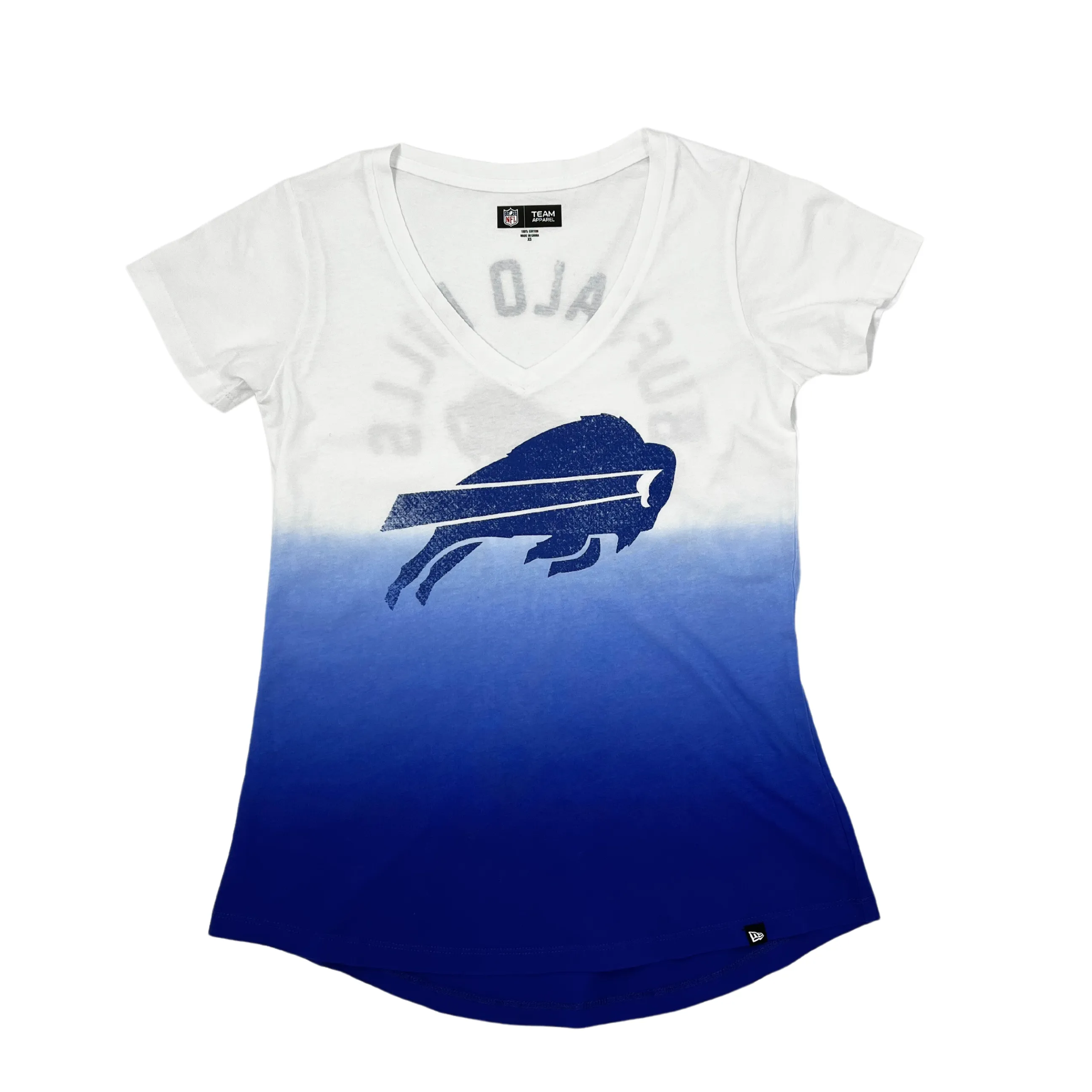 Women's New Era Buffalo Bills White & Royal Ombre V-Neck T-Shirt