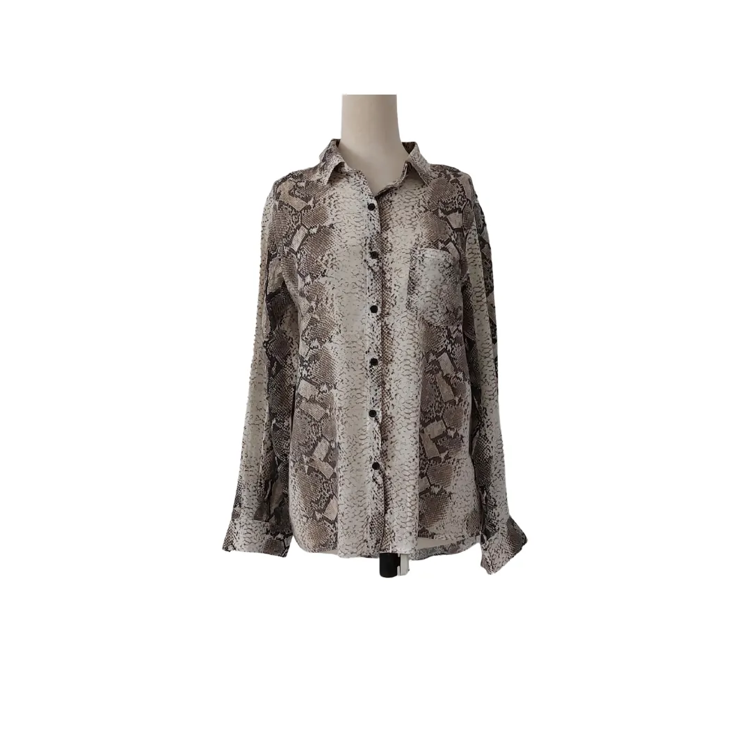 ZARA Grey & White Snakeskin Print Collared Shirt | Pre Loved |